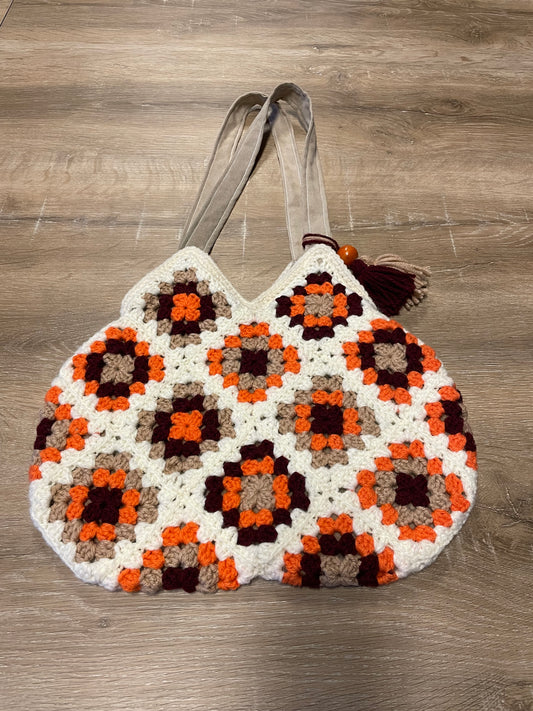 Your Grandma’s Couch Crochet Granny Square Boho Bag, Upcycled materials: A vintage 70s Style market bag, Sustainable, Retro, & totally chic